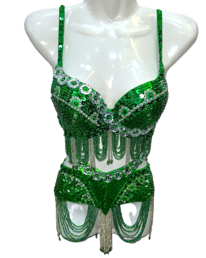 Στολή Belly Dance εντυπωσιακό σχέδιο με παγιέτες και έντονα κρόσσια