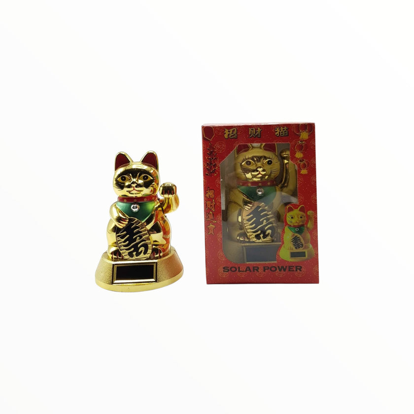 Fortune Cat χρυσή πλαστική solar & μπαταρία ΑΑΑ 12x7,5cm