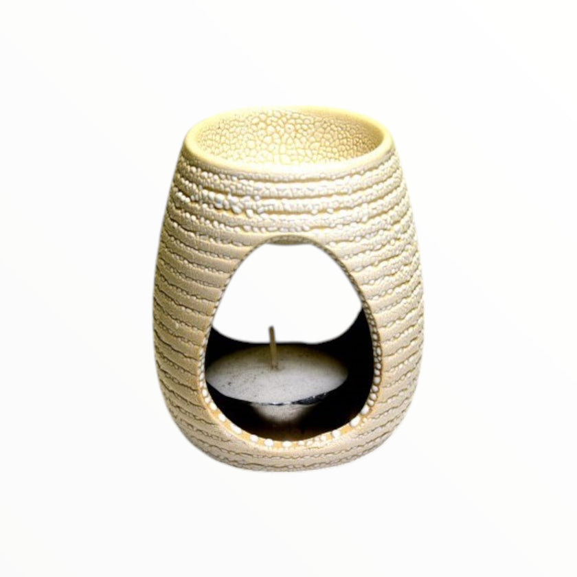 Κεραμικός Καυστήρας Αιθέριων Ελαίων Μπεζ με Ανάγλυφη Υφή