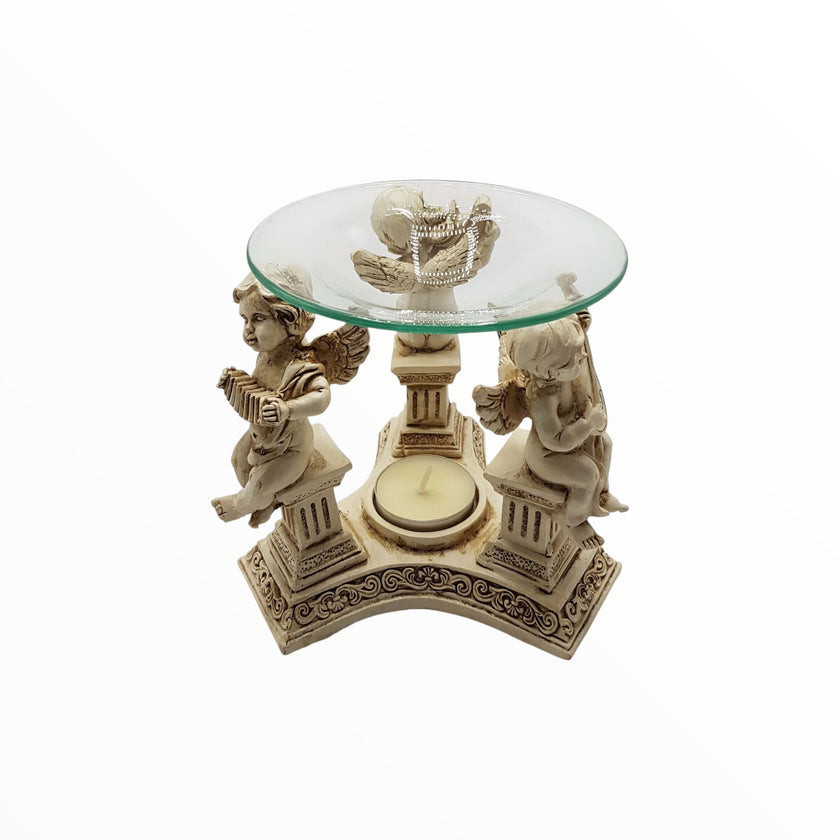 Καυστήρας Αιθέριων Ελαίων με Αγγελάκια και Γυάλινο Μπολ – Antique Design