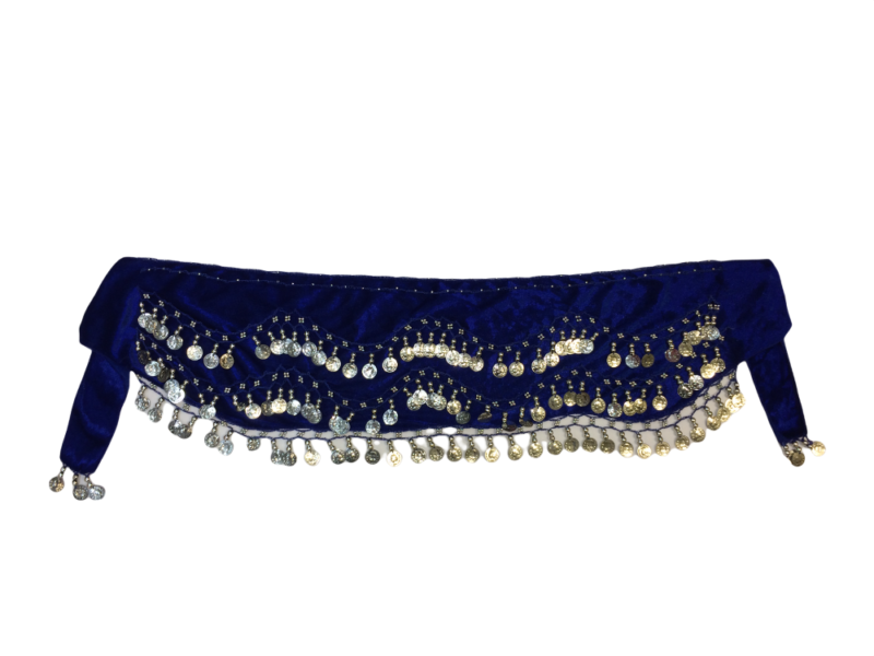 Ζώνη oriental βελούδο μπλε ρουά με ασημί φλουριά