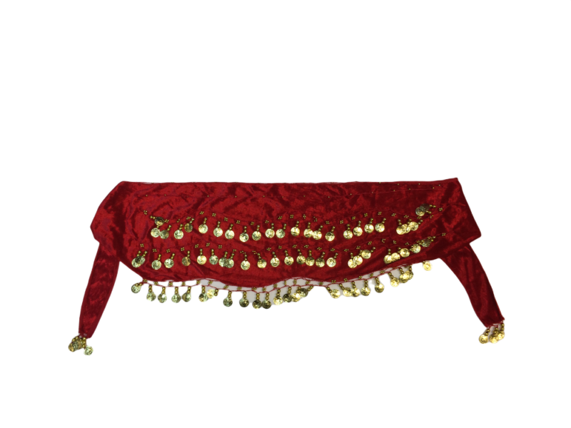 Ζώνη oriental βελούδο κόκκινη με χρυσά φλουριά