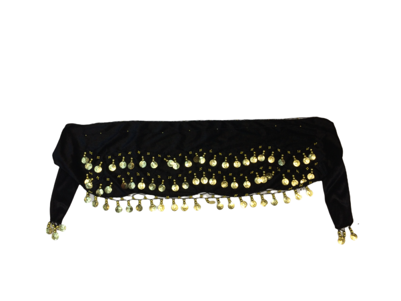 Ζώνη oriental βελούδο μαύρη με χρυσά φλουριά