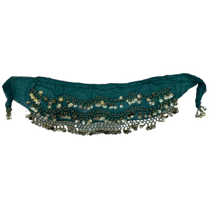 Bellydance ζώνη σμαραγδί με χρυσά φλουριά