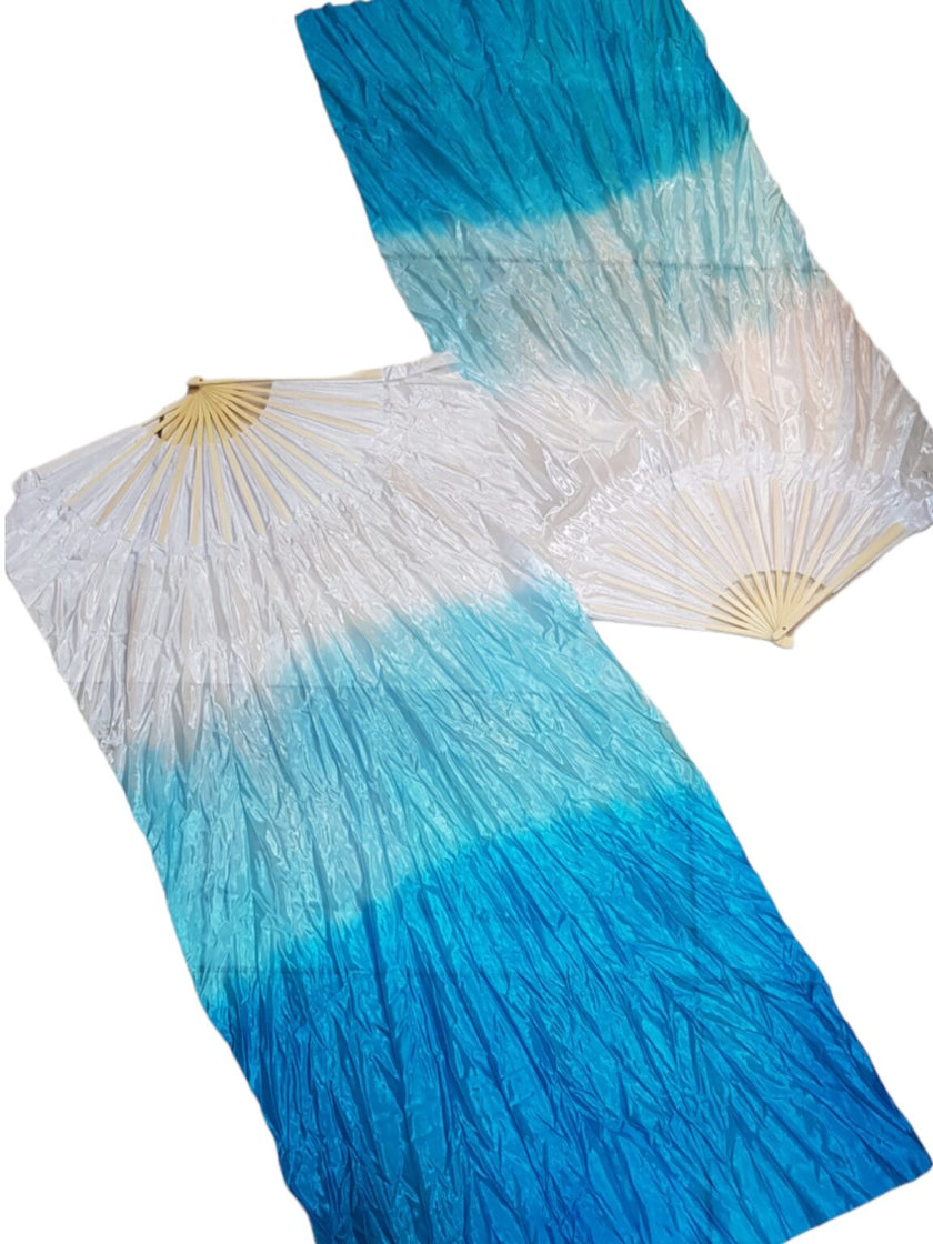 Bellydance Fan veils ombre λευκό-σιέλ-μπλε
