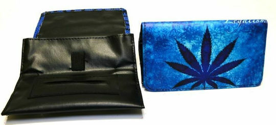 Cannabis Καπνοθήκη από Μπλε Δερματίνη
